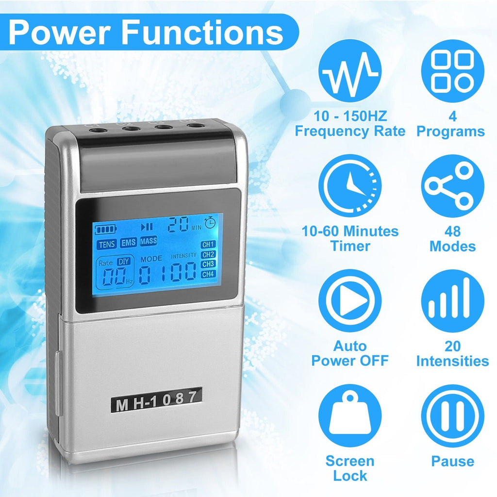 4-Channel TENS &amp; EMS Muscle Stimulator — 48 Modes - Solutions for Her & Him
