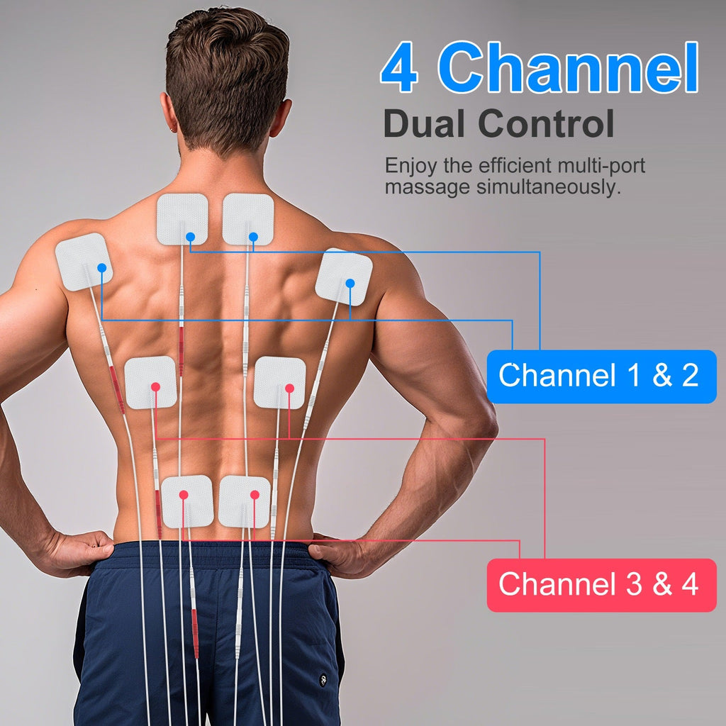 4-Channel TENS &amp; EMS Muscle Stimulator — 48 Modes - Solutions for Her & Him